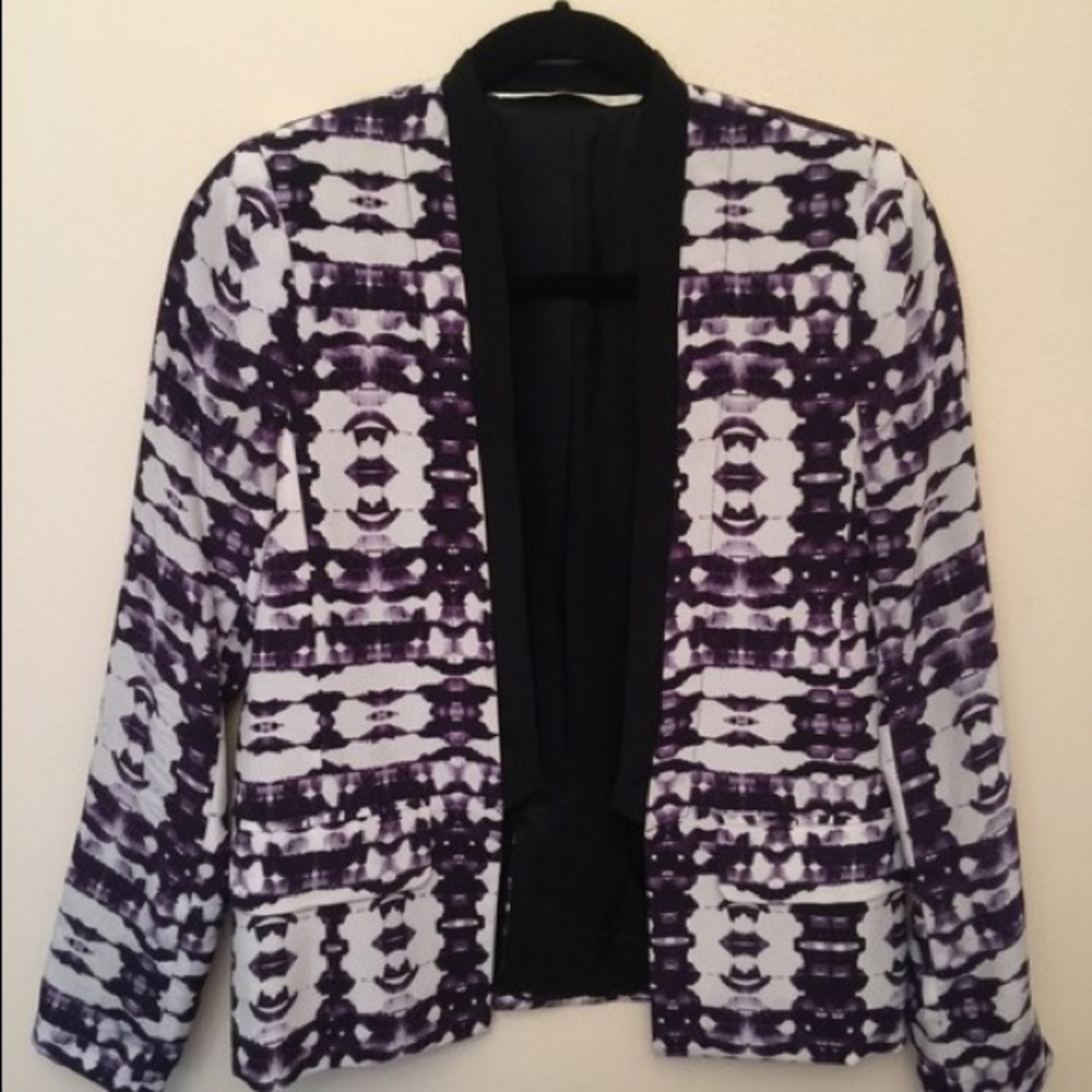 Cynthia Vincent Violet Ikat Tie Dye Silk Blazer S